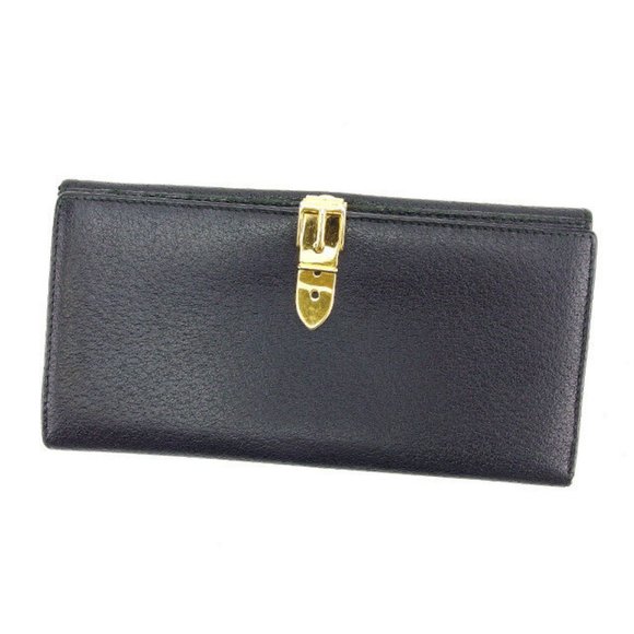 Gucci Wallet Purse Long Wallet Black Gold Woman Authentic Used Y3423 - Picture 1 of 5